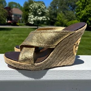 Tory Burch Gold Wedge Sands